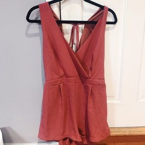 Dusty Rose colored open back romper